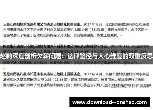 赵鹏深度剖析欠薪问题：法律路径与人心维度的双重反思